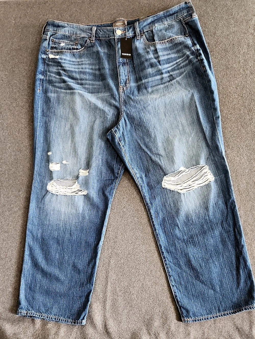 Torrid Stretch Rigid High Rise Straight Jean Loose Cannon Size 24S Distressed